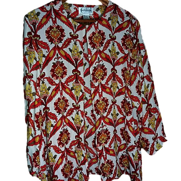 Diane Von Furstenberg 100% silk button up Vintage Sz L - Picture 2 of 6